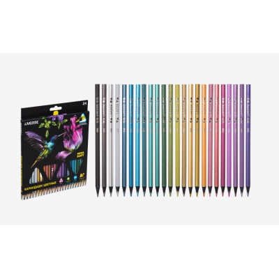 Карандаши 24цв Trio Mega Soft Metallic, для рисования на чёрной бумаге, 3М, диаметр грифеля 3 мм, тр