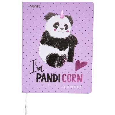 Дневник школьный 48л. Pandicorn, 1-11 класс, искусственная кожа, шелкография, тиснение фольгой, цвет