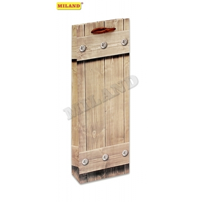 Пакет подарочный ламинированный Деревянный ящик, 12x36x8, 5 см
