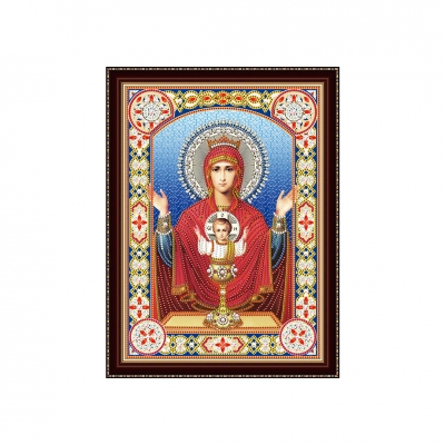 Алмазная мозаика (блестящая) 30х40 см, с подрамником, c частичным заполнением. Икона Богородицы Неуп