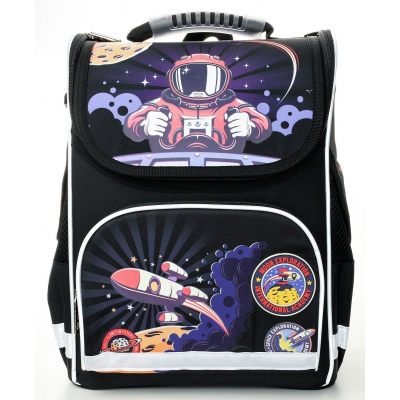 Рюкзак BASIC COSMO RIDER, 17л, чёрный, 38х28х16см, жёсткий каркас, 1 отделение, молния, для мальчико