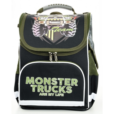 Рюкзак BASIC MONSTER TRUCK, 17л, чёрный, 38х28х16см, жёсткий каркас, 1 отделение, молния, для мальчи