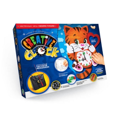 Оригинальные часы своими руками «Creative Clock» средний. Котенок
