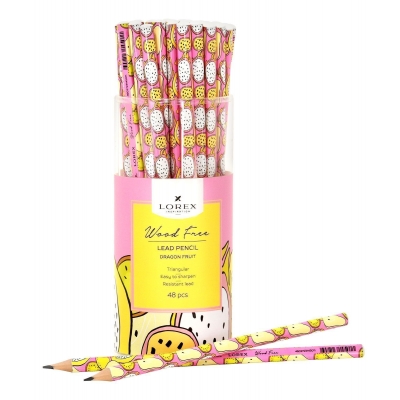 Карандаш ч/г НВ WOOD DRAGON FRUIT, пластиковый, заточенный, трёхгранный, в тубе