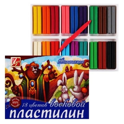 Пластилин 18цв 315г Фантазия, мягкий, восковой, со стеком, картонная упаковка