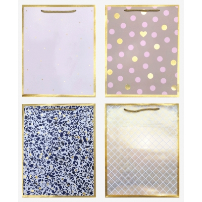 Пакет подарочный бумажный Elegant border вертикальный, размер 18x23x8см, тиснение фольгой, бумага 2
