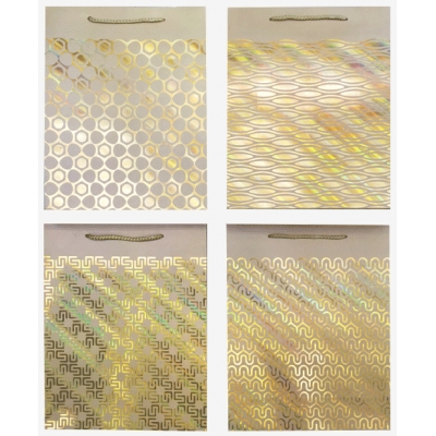 Пакет подарочный бумажный Pure Gold вертикальный, размер 26x32x10см, тиснение фольгой, бумага 210г/м