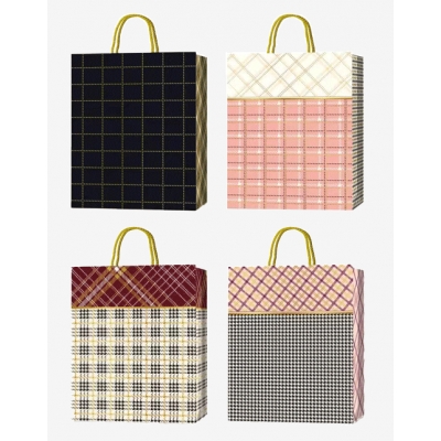 Пакет подарочный бумажный Classic Check вертикальный, размер 18x23x8см, тиснение фольгой, бумага 21