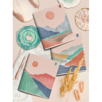 Тетрадь 48л. Клетка GORGEOUS HILL, скрепка, офсет, мелованный картон, soft touch, фольга, двойная об