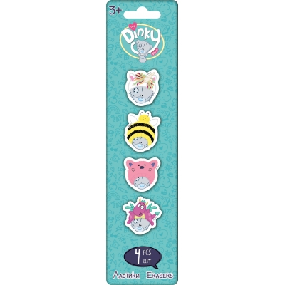 Ластик фигурный My Dinky Bear 4шт на блистере