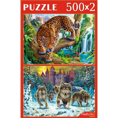 НАБОРЫ ПАЗЛОВ 2в1 (500+500) МИР ДИКИХ ЖИВОТНЫХ
