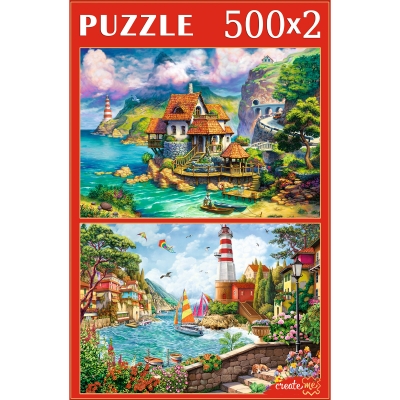НАБОРЫ ПАЗЛОВ 2в1 (500+500) МОРСКИЕ ПЕЙЗАЖИ