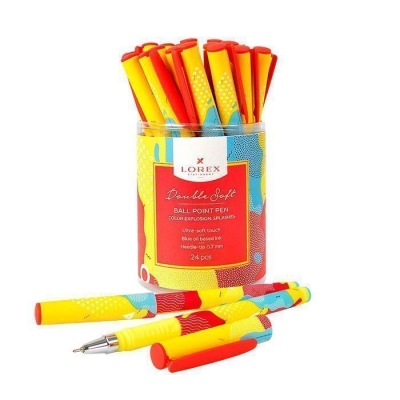 Ручка шариковая синяя 0, 7мм COLOR EXPLOSION. SPLASHES серия Double Soft, маслян. чернила, резин. грип,