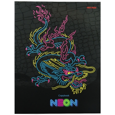 Тетрадь КЛЕТКА 80л. NEON. Дракон (на кольцах)
