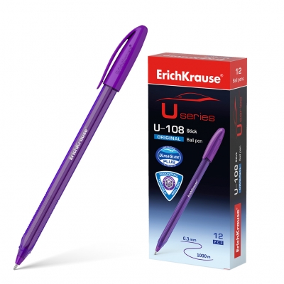 Ручка шариковая фиолетовая 1, 0мм U-108 Original Stick Ultra Glide Technology, трёхгранная, игольчаты