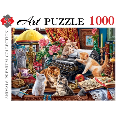 ПАЗЛ 1000 элементов. КОТЯТА В КАБИНЕТЕ. Artpuzzle.
