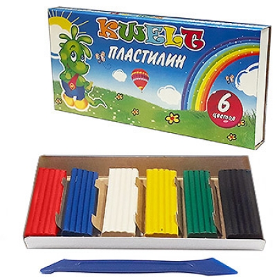 Пластилин 6цв 90г со стеком, картонная упаковка