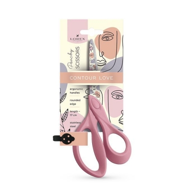 Ножницы 170мм PEACHY CONTOUR LOVE , с эргономичными пластиковыми ручками и принтом на лезвиях, розов