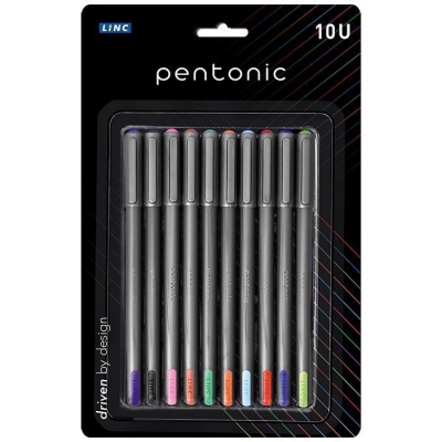 Набор шарикиковых ручек 10цв 1, 0мм PENTONIC SILVER ассорти, блистер