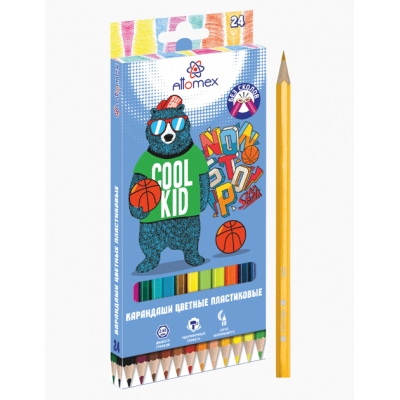 Карандаши 24цв Be cool, пластиковые, шестигранные, 2М, диаметр грифеля 2, 65 мм, в картонной коробке