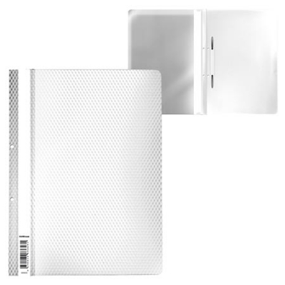 Папка-скоросшиватель А4 120/180мкм с перфорацией Diamond Total White, белая, текстура поверхности- д