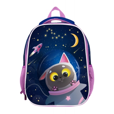 Рюкзак ERGONOMIC LIGHT 3 SPACE CAT, 19л, синий, 38х29х18см, жёсткий каркас, 1 отделение, молния, для