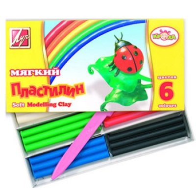 Пластилин 6цв 99г Кроха мягкий, со стеком, картонная упаковка