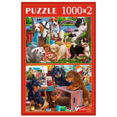 НАБОРЫ ПАЗЛОВ 2в1 (1000+1000) ИГРИВЫЕ ЩЕНКИ