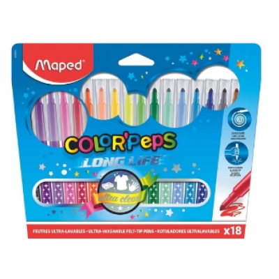 Фломастеры 18цв ColorPeps Long Life, с треугольным заблокированным пишущим узлом, треугольный корпус