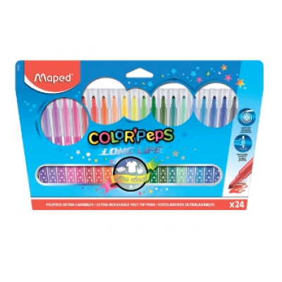 Фломастеры 24цв ColorPeps Long Life, с треугольным заблокированным пишущим узлом, треугольный корпус