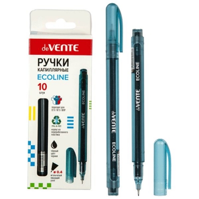 Ручка капиллярная чёрная 0, 4мм Ecoline, круглый корпус, в картонной коробке