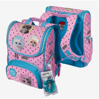 Рюкзак школьный жёсткий 35x26x20см Need More Cat, 14л, вес 800г, 1 отделение на замке с карманом для