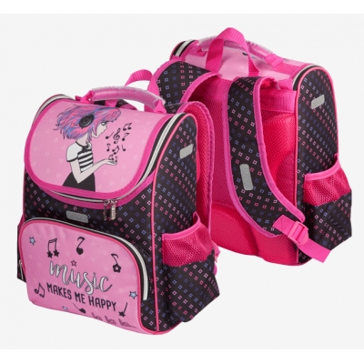 Рюкзак школьный жёсткий 34x27x20см Music Girl, 14л, вес 830г, 1 отделение на молнии с карманом для у