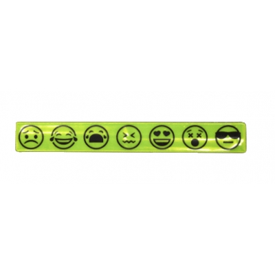 Браслет световозвращающий Smile 220x30мм, желтый с принтом, в пластиковом пакете с подвесом