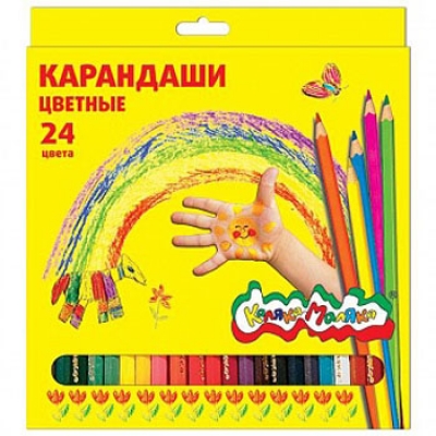 Карандаши 24цв деревянные, шестигранные, с заточкой, в картонной упаковке, европодвес