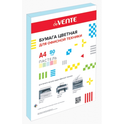 Бумага A4 80г/м² 50 листов, Пастельный голубой, картонная подложка, в термоусадочной пленке