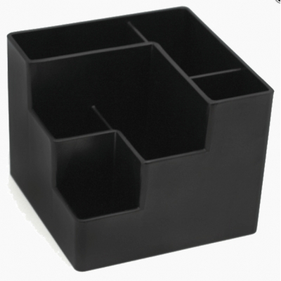 Подставка для канцелярских принадлежностей 6 секций, 12, 2x12, 2x10 см, непрозрачная чёрная