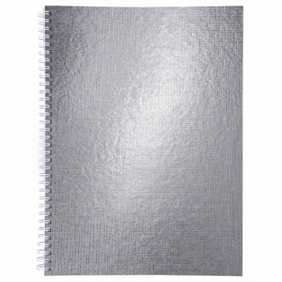 Тетрадь А4 96л. Клетка Бумвинил Metallic Серебро, спираль, офсет