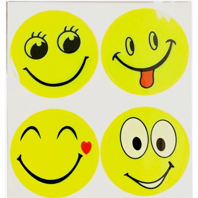 Наклейки световозвращающие Smile ПВХ, 50x50мм, 4шт, цвет жёлтый, в пластиковом пакете с подвесом