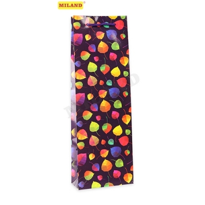 Пакет подарочный с глянцевой ламинацией Яркие листики, 12x36x8, 5 см (Bottle)