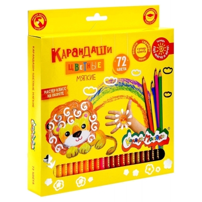 Карандаши 72цв деревянные, шестигранные, картонная коробка