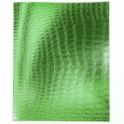Тетрадь 48л. Клетка Бумвинил Metallic Croco Зелёный, офсет, на скобе