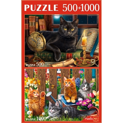НАБОРЫ ПАЗЛОВ 2в1 (500+1000) В МИРЕ КОШЕК