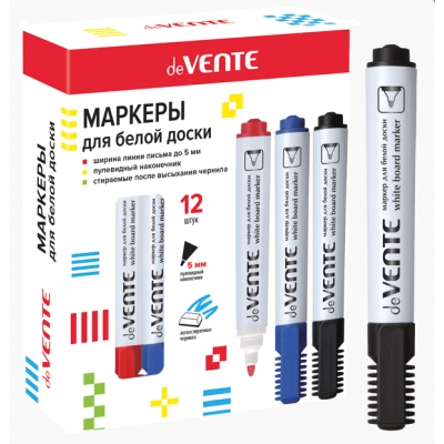 Маркер для белой доски чёрный 5, 0мм, круглый, пулевидный