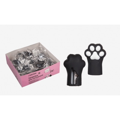 Точилка 1 отверстие Cat Paw, 28*21*42мм, пластиковая с покрытием Soft Touch, каждая в индивидуальном