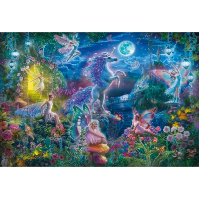 Холст с красками 40х50 см по номерам. Феи и единорог (в коробке) (20 цв. )
