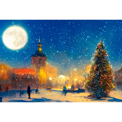 Холст с красками 40х50 см по номерам в коробке (24 цв. ) Праздничный вечер