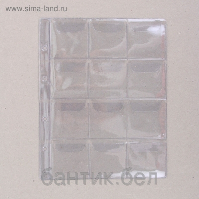 Лист для монет 200*250мм (12 монет) ПВХ