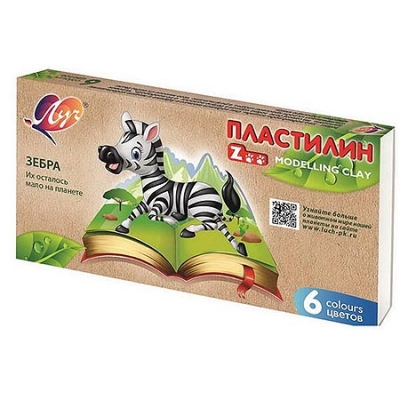 Пластилин 6цв 90гр ZOO, картонная упаковка