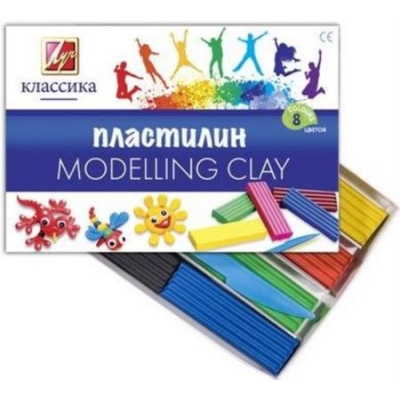 Пластилин 8цв 160г Классика, со стеком, картонная упаковка